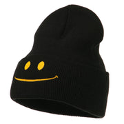 Happy Smile Face Embroidered Knit Beanie