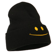 Happy Smile Face Embroidered Knit Beanie