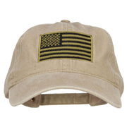 Subdued American Flag Embroidered Washed Buckle Cap