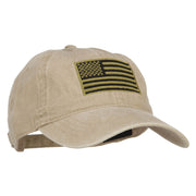 Subdued American Flag Embroidered Washed Buckle Cap