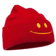 Happy Smile Face Embroidered Knit Beanie