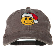 Smile Face Santa Embroidered Washed Cap