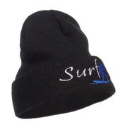 Surf Embroidered Long Beanie