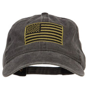 Subdued American Flag Embroidered Washed Buckle Cap