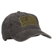 Subdued American Flag Embroidered Washed Buckle Cap