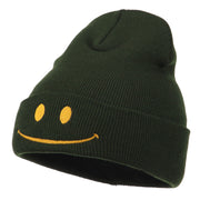 Happy Smile Face Embroidered Knit Beanie