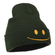 Happy Smile Face Embroidered Knit Beanie