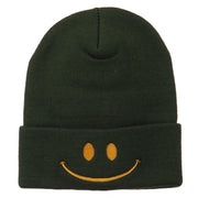 Happy Smile Face Embroidered Knit Beanie