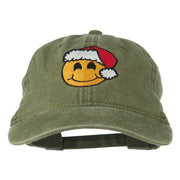 Smile Face Santa Embroidered Washed Cap