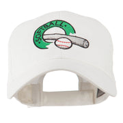 Softball with Bat and Baseball Embroidered Cap