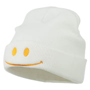 Happy Smile Face Embroidered Knit Beanie