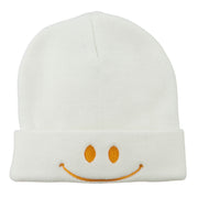 Happy Smile Face Embroidered Knit Beanie