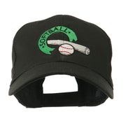 Softball with Bat and Baseball Embroidered Cap