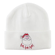 Santa's Face with Ho Ho Ho Embroidered Beanie