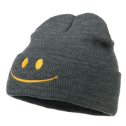 Happy Smile Face Embroidered Knit Beanie