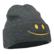 Happy Smile Face Embroidered Knit Beanie