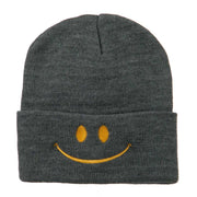 Happy Smile Face Embroidered Knit Beanie