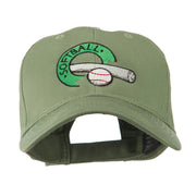 Softball with Bat and Baseball Embroidered Cap