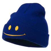 Happy Smile Face Embroidered Knit Beanie