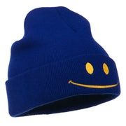 Happy Smile Face Embroidered Knit Beanie