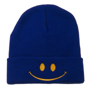 Happy Smile Face Embroidered Knit Beanie