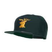 Stag Emblem Embroidered Snapback Cap