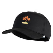 Maple Bonsai Embroidered Solid Cotton Twill 5 Panel Prostyle Snap Cap - Black OSFM