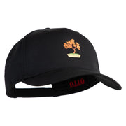 Maple Bonsai Embroidered Solid Cotton Twill 5 Panel Prostyle Snap Cap - Black OSFM