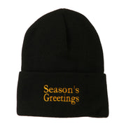 Season's Greetings Embroidered Long Beanie