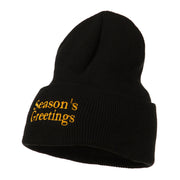 Season's Greetings Embroidered Long Beanie