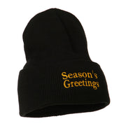 Season's Greetings Embroidered Long Beanie