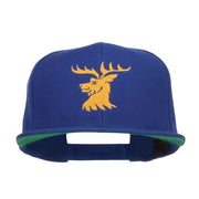 Stag Emblem Embroidered Snapback Cap