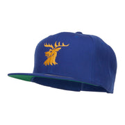 Stag Emblem Embroidered Snapback Cap