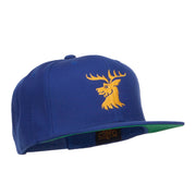 Stag Emblem Embroidered Snapback Cap