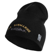 US Submarine Sign Embroidered Heavyweight Classic Knit Short Beanie - Black OSFM