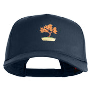 Maple Bonsai Embroidered Solid Cotton Twill 5 Panel Prostyle Snap Cap - Navy OSFM