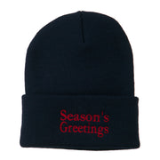 Season's Greetings Embroidered Long Beanie