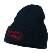 Season's Greetings Embroidered Long Beanie