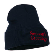 Season's Greetings Embroidered Long Beanie