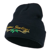 Seasons Greetings with Mistletoe Embroidered Long Beanie