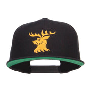 Stag Emblem Embroidered Snapback Cap