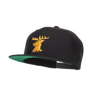 Stag Emblem Embroidered Snapback Cap