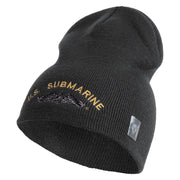 US Submarine Sign Embroidered Heavyweight Classic Knit Short Beanie - Dk-Grey OSFM