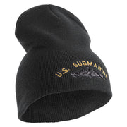 US Submarine Sign Embroidered Heavyweight Classic Knit Short Beanie - Dk-Grey OSFM
