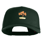 Maple Bonsai Embroidered Solid Cotton Twill 5 Panel Prostyle Snap Cap - Dark-Green OSFM