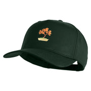 Maple Bonsai Embroidered Solid Cotton Twill 5 Panel Prostyle Snap Cap - Dark-Green OSFM