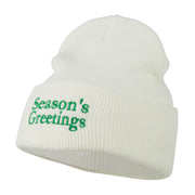 Season's Greetings Embroidered Long Beanie