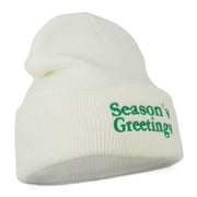 Season's Greetings Embroidered Long Beanie