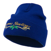 Seasons Greetings with Mistletoe Embroidered Long Beanie