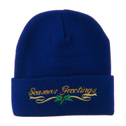 Seasons Greetings with Mistletoe Embroidered Long Beanie